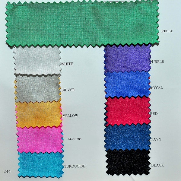 SUPER STRETCH  Jumbo fabric ..color card.. choice of color from chart.. 4 ways stretch.. pageant bodices, leotards, 45 inches wide