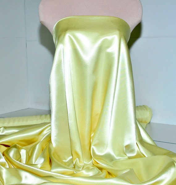 Satin Fabric 60 Light Yellow 100 Polyester Bridal Etsy