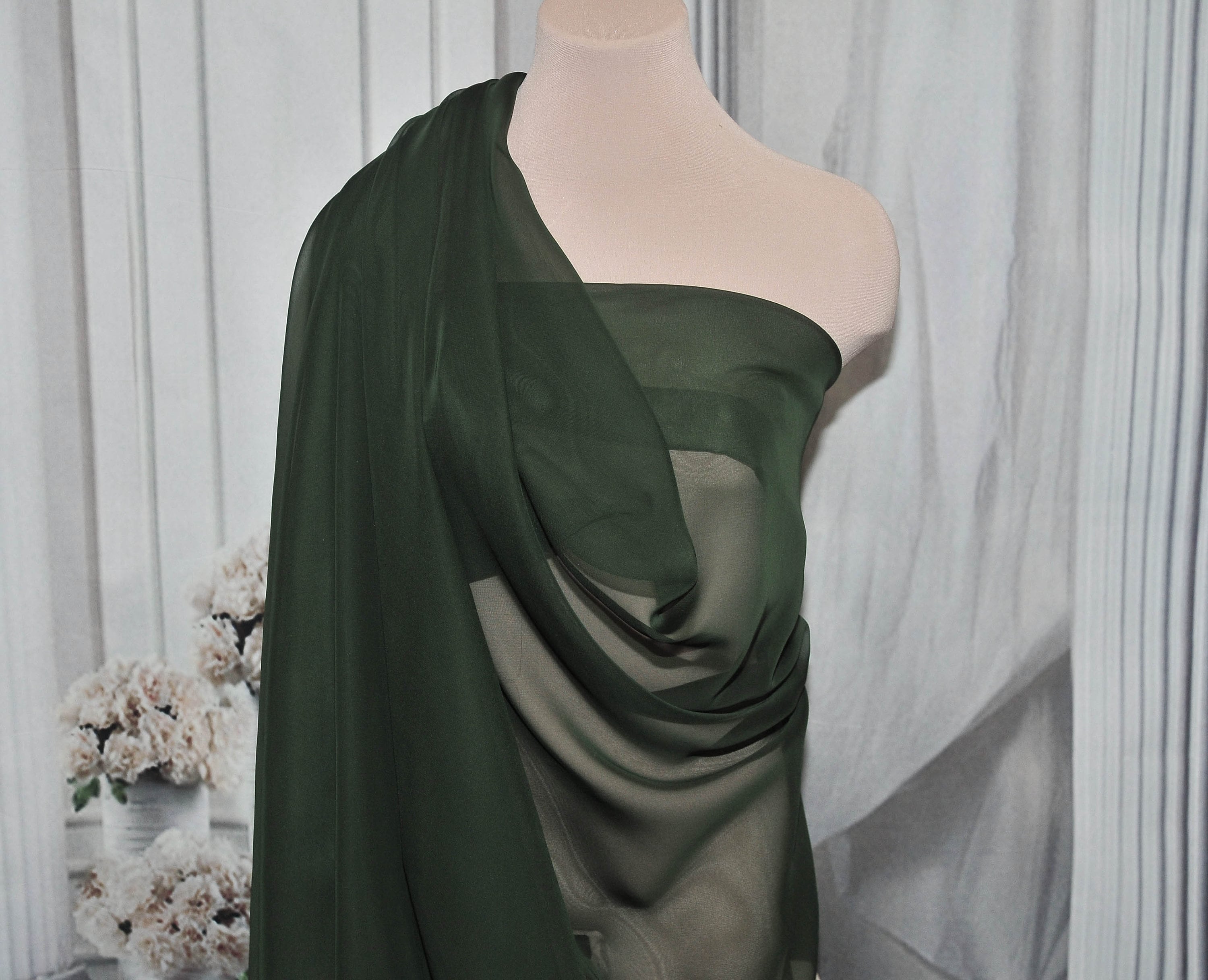 Emerald Green Chiffon Maxi Frock 3PC Set with Chiffon Dupatta
