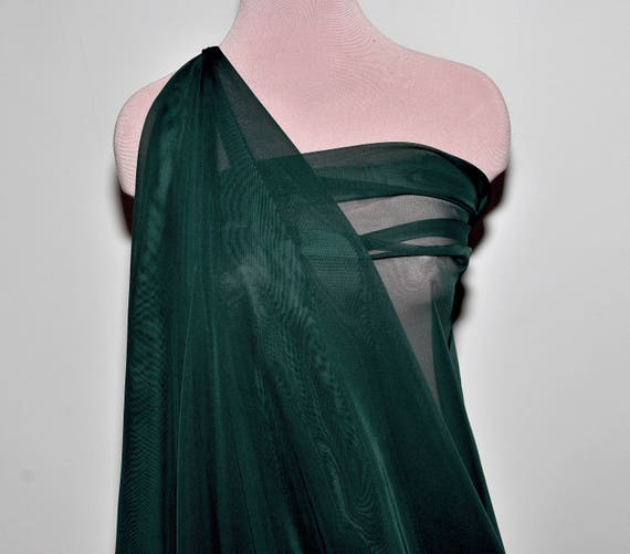 Moss Green Sequins & Beads on Chiffon Fabric