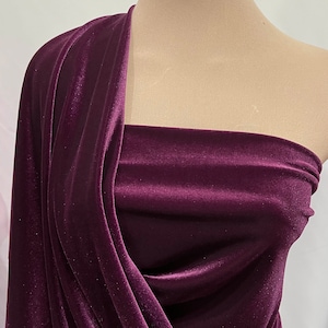 Stretch Spandex EGGPLANT  or Aubergine ,  Velvet   4 ways stretch..formal wear, pageant, home decor, crafts, bridal