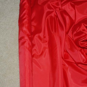 Poly Lining fabric 58 inches wide..Red     . used for lining  jackets, skirts, dresses. vests, soft, light weight