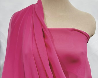 Chiffon fabric  GRDEN FUCHSIA  60" wide, SHEER,  sold by the yard.. formal..pageant...bridesmaids gowns..decor..curtains