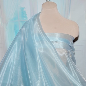 Iridescent Organza fabric 60&quot; wide.. sheer,BABY BLUE 208 . formal wear, bridal, pageant, crafts, costumes, home decor