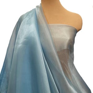 Iridescent Organza fabric 60" wide.. sheer,BABY BLUE  . formal wear, bridal, pageant, crafts, costumes, home decor