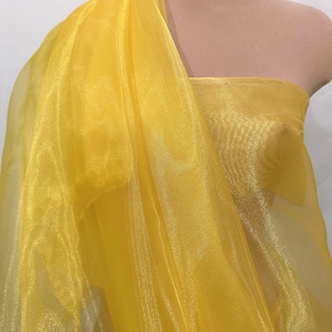 Iridescent  sparkle Organza fabric 60&quot; wide.. sheer, yellow 688 .. formal wear, bridal, pageant, crafts, costumes, home decor