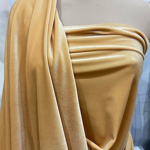Stretch Spandex Velvet color Gold.. 4 ways stretch..formal wear, pageant, home decor, crafts, bridal