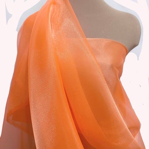 Iridescent Organza fabric 60" wide.. sheer, Neon Orange .. formal wear, bridal, pageant, crafts, costumes, home decor