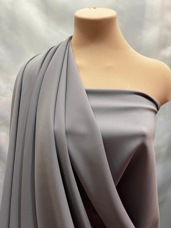Stretch Crepe Jersey Silver Gray Yard 58 Wide Dresses, Suits