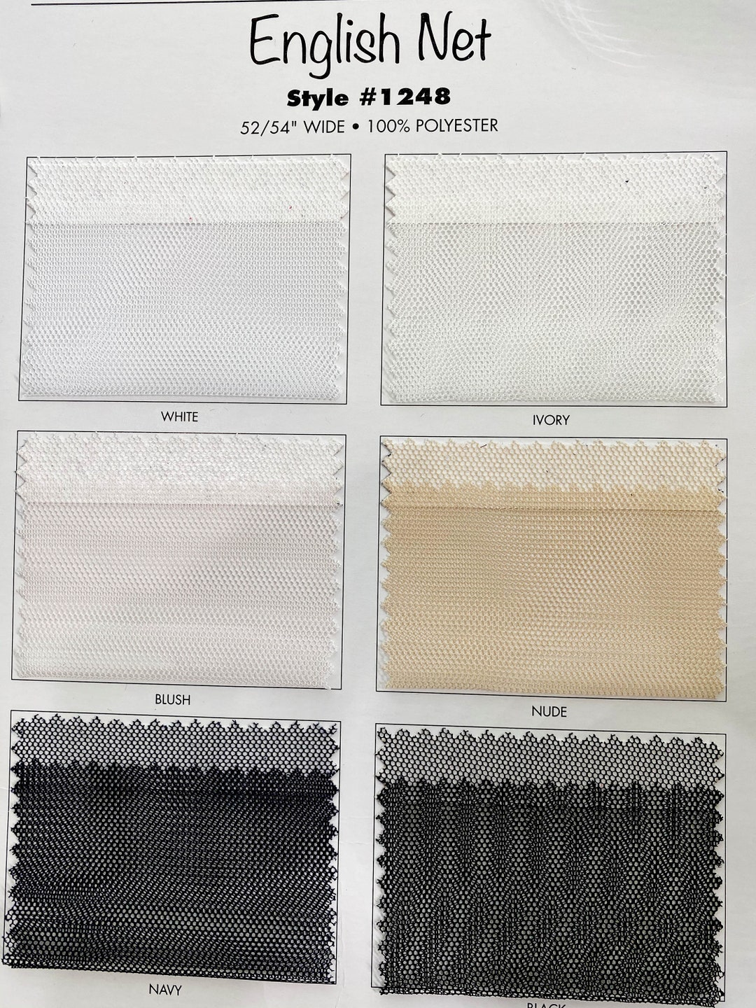 English Netting Fabric.. 54 Wide 100% Poly. Choice of Color .. Sold by ...