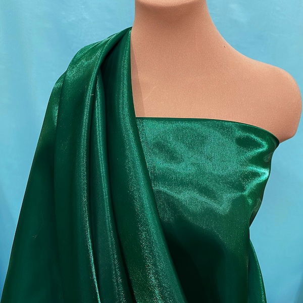 Sparkle Satin Emerald Green  semi sheer, 45" wide. fabric, pageant, Irish Dance Dresses, formal, crafts, decor