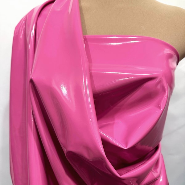 Stretch  PU coated Pleather 56  wide 4 way stretch  HOT PINK  crafts, costumes, garments, cosplay, western wear, shorts , pants club wear