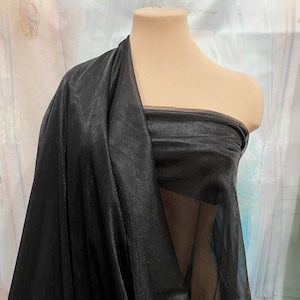 BLACK nylon tricot sheer light weight, by the yard, 108 inches wide, 15 denier, lingerie, panties, home decor