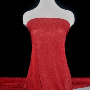 Élasthanne moulant pailleté rouge/rouge tissu extensible dans 4 directions. Tenues de cérémonie/déguisement/hauts/jupes/pantalons/60 po. de large