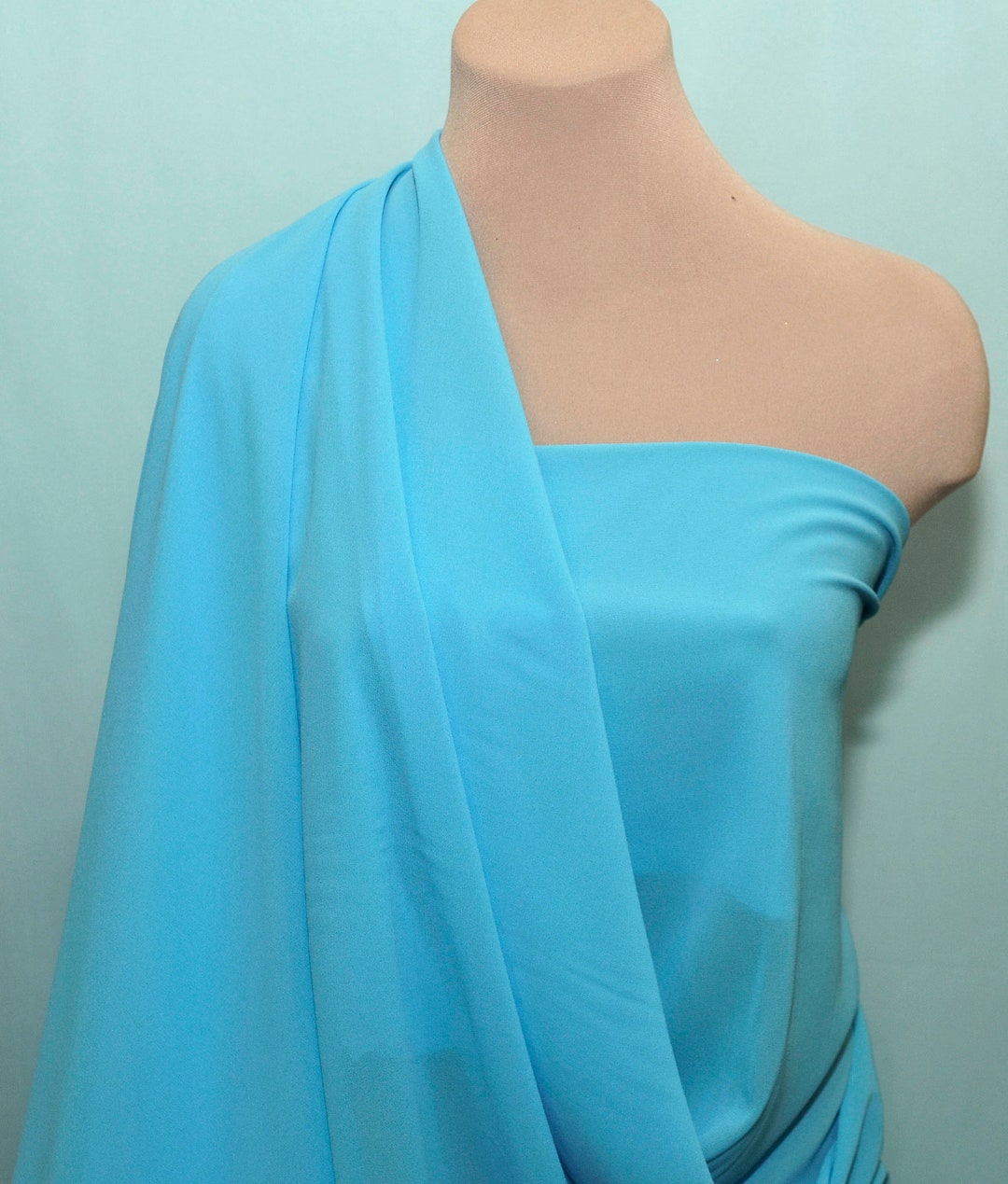 Turquoise Silk Double Georgette Fabric