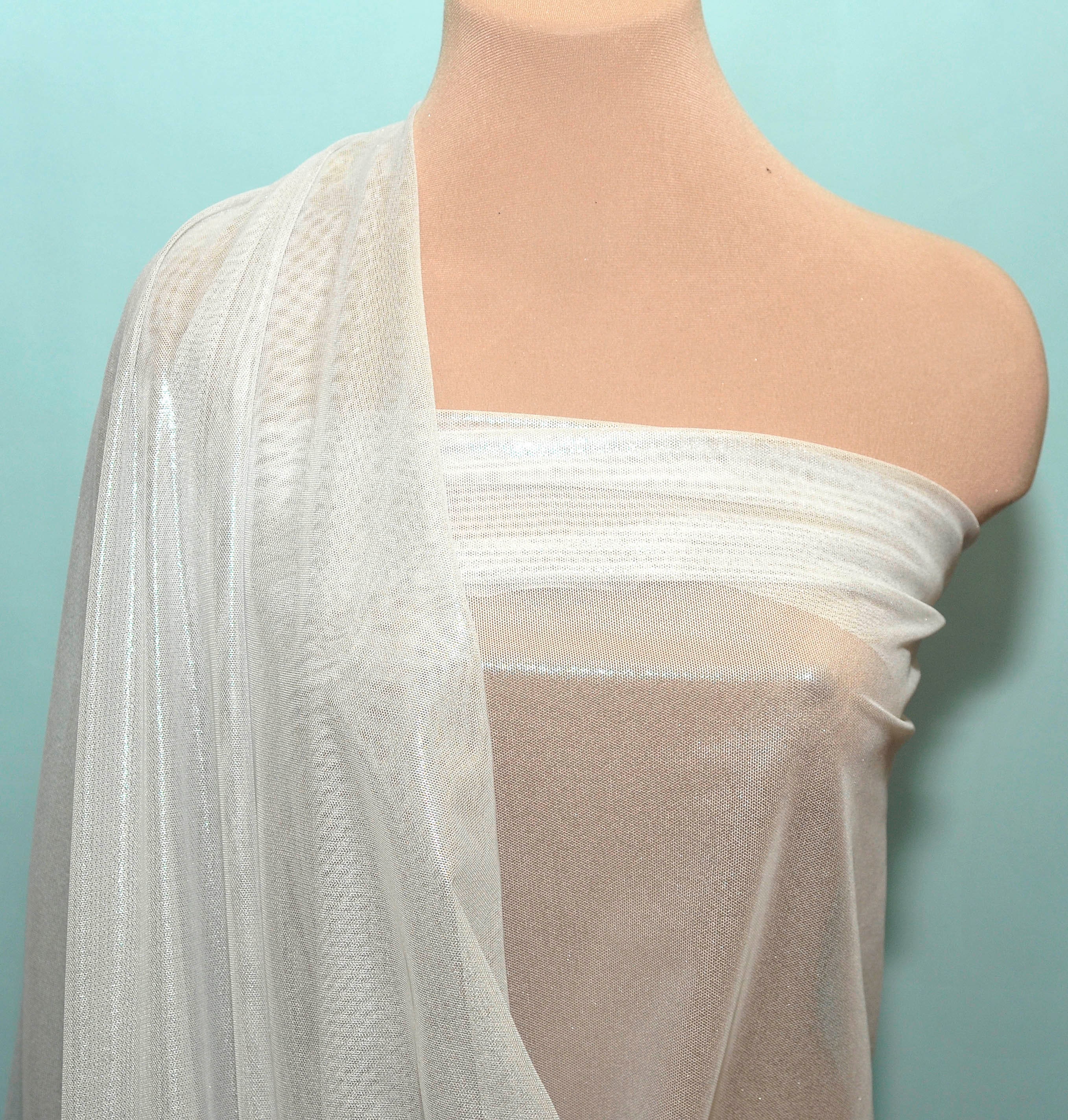 Foil Power mesh stretch fabric dance formal 54 wide. costume, pageant semi sheer 4 ways stretch..Royalblack.