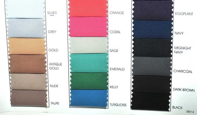 Cartella colori del tessuto con rivestimento in poliestere elasticizzato meccanico .. 45" ... utilizzato per foderare indumenti, decorazioni per la casa, artigianato, costumi immagine 2