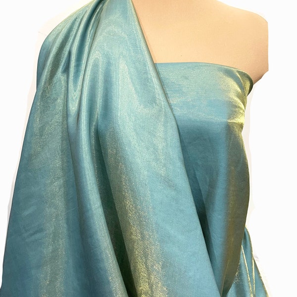 Shimmer Satin  fabric Turquoise/Gold   1 YD bridal, drapery. formal, pageants, crafts ,decor, 58 " BTY  (reduced)