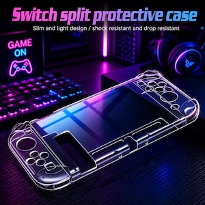 Clear Protective Case for Switch Console | Ultra Thin Transparent Cover | Split Design Shockproof Shell | Full Body Gaming Protection