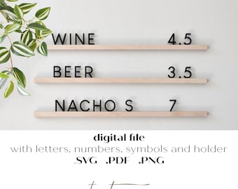 briefbord SVG - lasergesneden bestand voor menubord (digitale download)