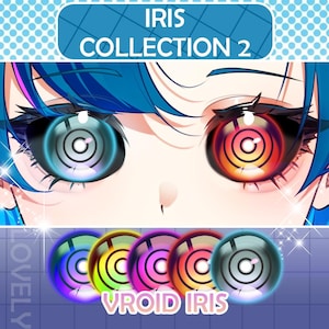 Vtuber | Vroid-paket med 5 iristexturer i PSD-version 2 | Färgglada ögon för vtuber, 3D-modeller