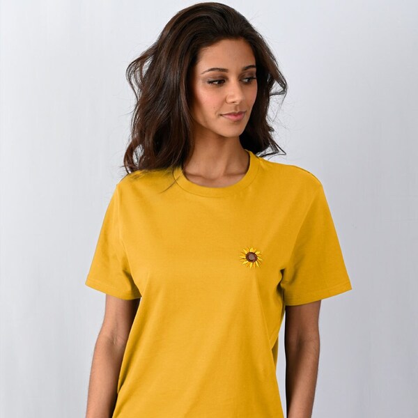 T-shirt Tournesol brodé "Yellow sunshine"