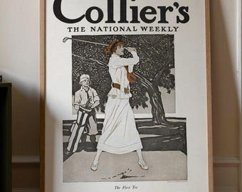 1930年代のゴルフマンのイラスト｜ヴィンテージスポーツ雑誌の表紙復刻