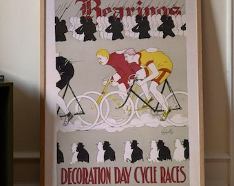 Retro Bicycle Race Poster, Vintage Cycling Wall Art Print, Decoration Day Cycle Races Illustration, Sports Decor For Cycling Lovers