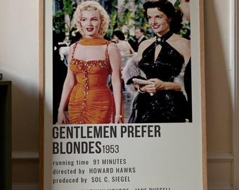 Póster de película clásica "Los caballeros las prefieren rubias", estilo Marilyn Monroe, decoración de pared retro de Hollywood para el hogar.