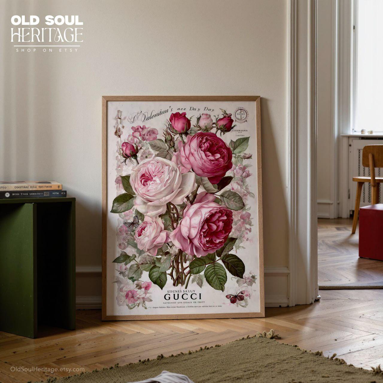 Pink Rose Botanical Poster Print Elegant Floral Wall Decor, Romantic ...