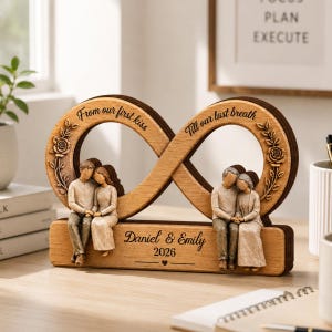 Custom Wooden Infinity Plaque, Personalized Couple Name and Date, Anniversary Keepsake, Romantic Home Decor