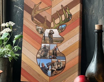 Lienzo con foto familiar personalizada con recorte de caza, decoración personalizada para el hogar, regalo único para el aniversario de los padres.