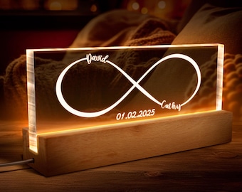 Personalisiertes Infinity-LED-Licht, individuelles romantisches Geschenk für Paare, Jubiläumsgeschenk für Frau, Hochzeitsdisplay, individuelles Geschenk für Ehemann
