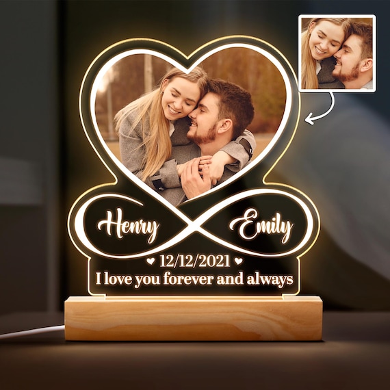 Gifts For Couple Custom Photo Heart Lamp Personalized Anniversary Gift Night Light 3D Printed For Wife