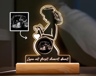 Personalisierte Ultraschall Foto Nachtlicht, Benutzerdefinierte Schwangerschaft Andenken Geschenk für Werdende Eltern, Baby-Dusche-Geschenk für Mama