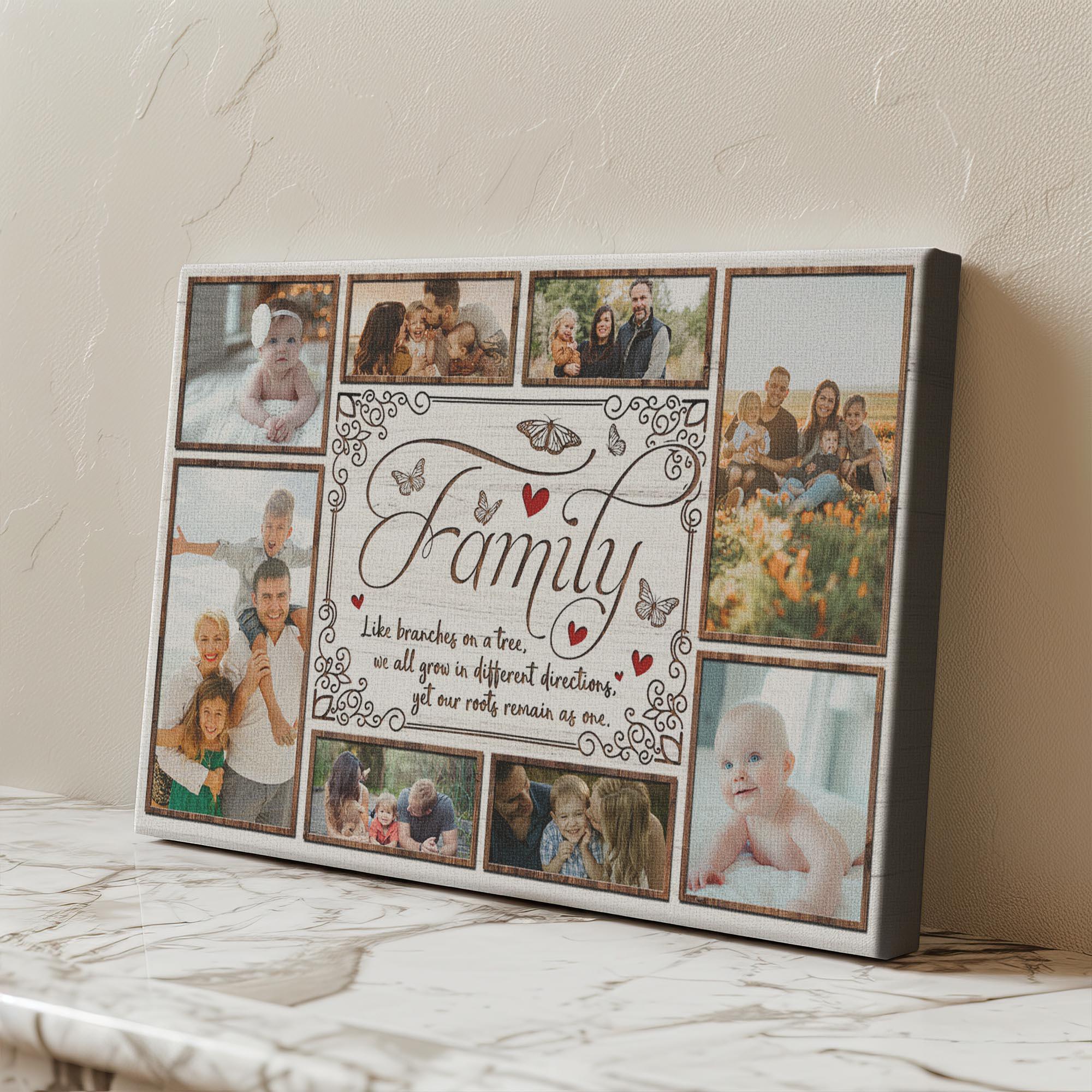 Custom Family Photo Collage Canvas Wall Art, Personalized Family Photos ...