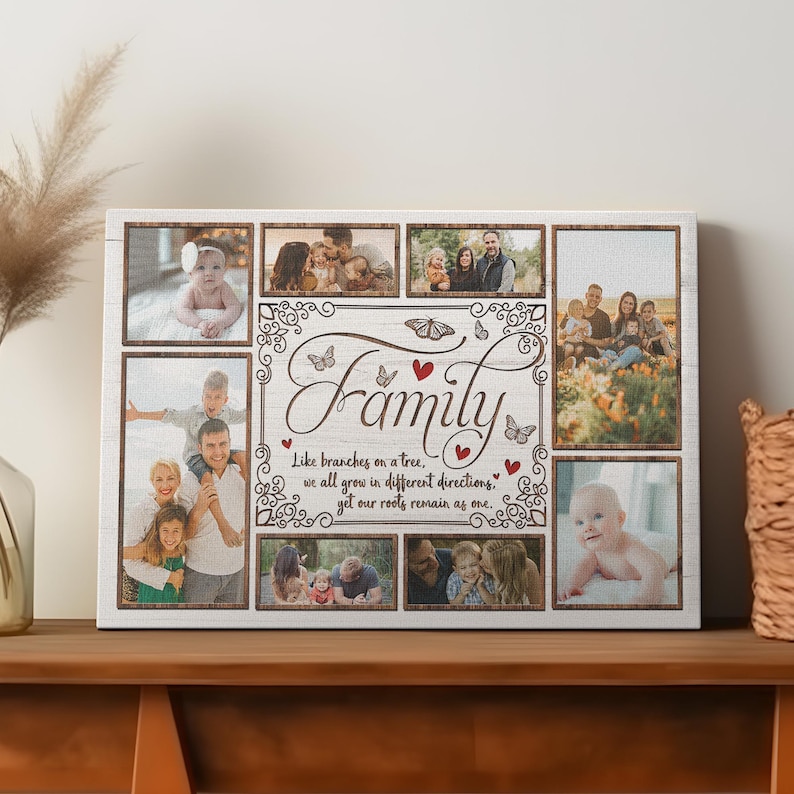 Custom Family Photo Collage Canvas Wall Art, Personalized Family Photos ...