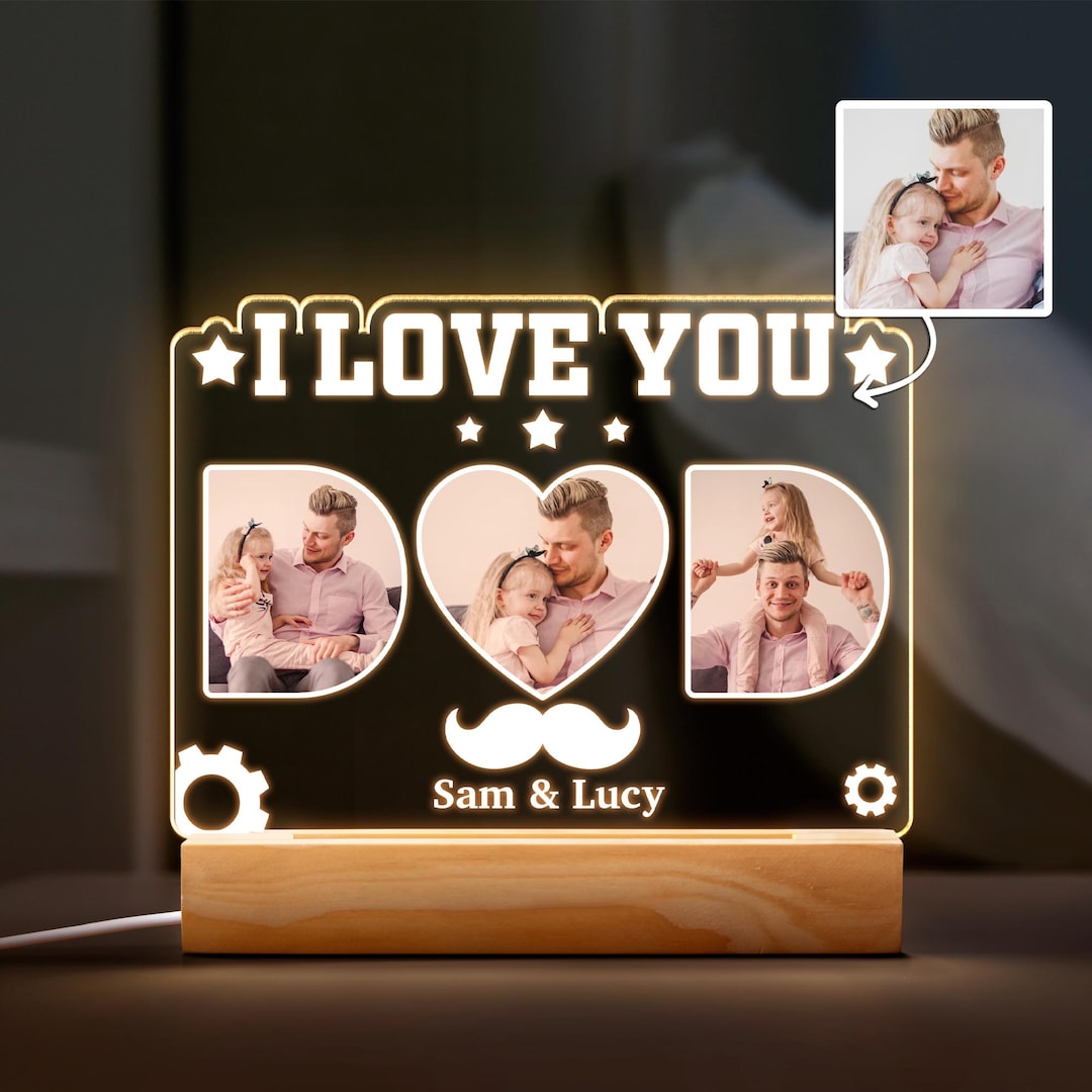 Custom I Love You Dad LED Photo Lamp, Personalized With Family Photos ...