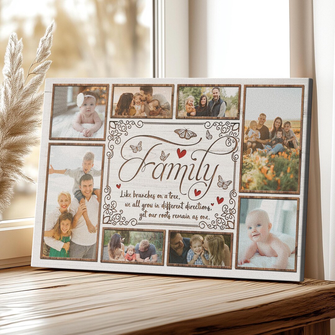 Custom Family Photo Collage Canvas Wall Art, Personalized Family Photos ...
