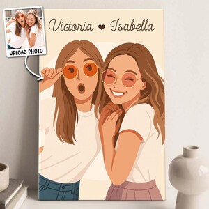 Custom Cartoon Portrait Canvas From Photo, Custom Illustration with Photo, Unique Anniversary Gift, Romantic Home Decor
