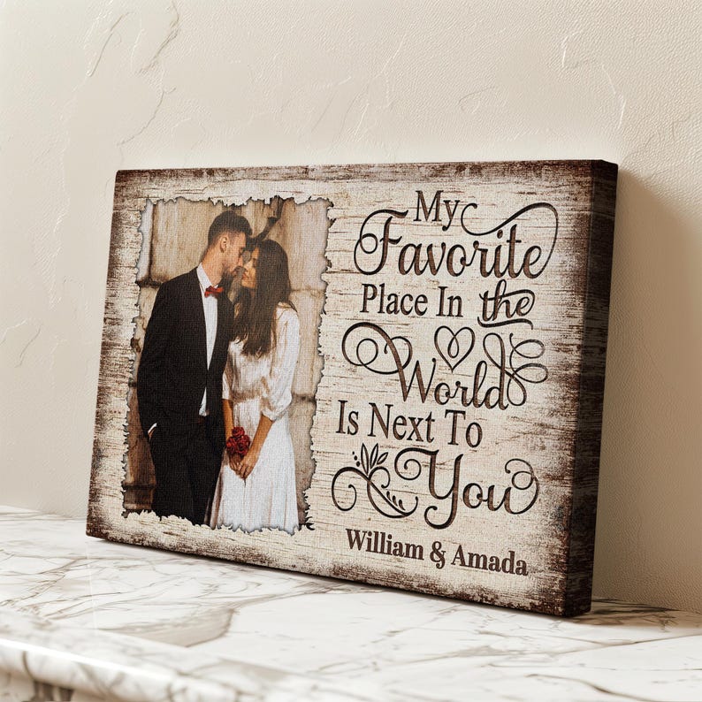 Custom Couple Canvas Print With Photo and Text, Personalized ...