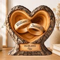 Personalized Interlocking Rings Wooden Plaque, Custom Names and Date, Wedding Anniversary Keepsake