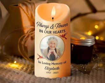 Vela conmemorativa personalizada, vela de recuerdo personalizada con nombre, fecha y foto, regalo de condolencia considerado para un ser querido, en memoria de
