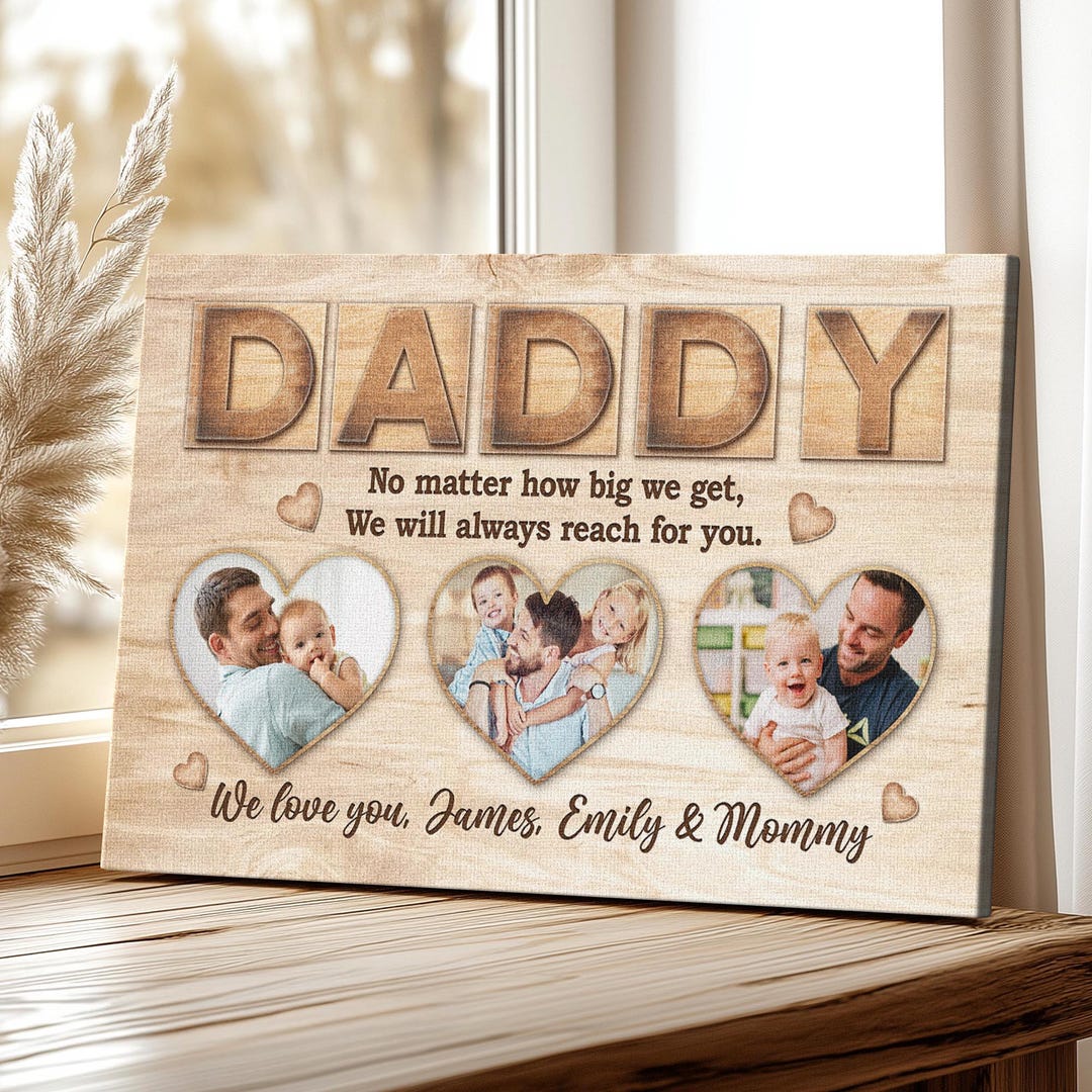 Personalized Daddy Canvas Print, Custom Photo & Name Wall Art, Family ...