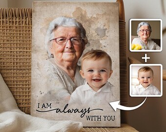Kombinierte Familienfoto-Collage-Leinwand, personalisiertes Erinnerungsgeschenk für Eltern, Großeltern, Familie