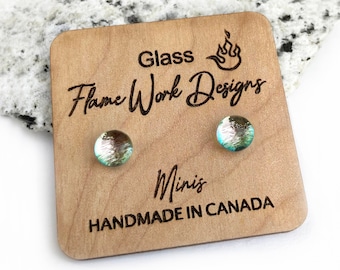 Dichroic Glass Stud Earrings: Handmade Surgical Steel Mini Studs