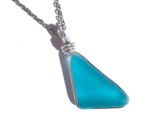 Featured listing image: Sea Glass Pendant - Aqua