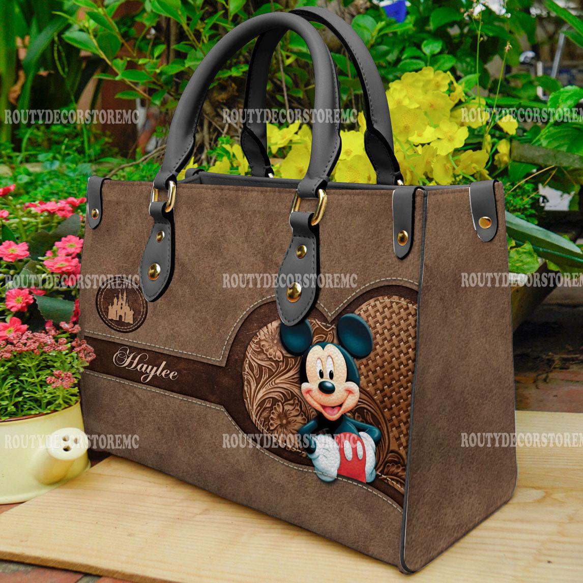 Discover Disney Mickey Cartoon Leather Handbag,Mickey Lover Handbag, Gift For Mom, Mickey Fans Gift