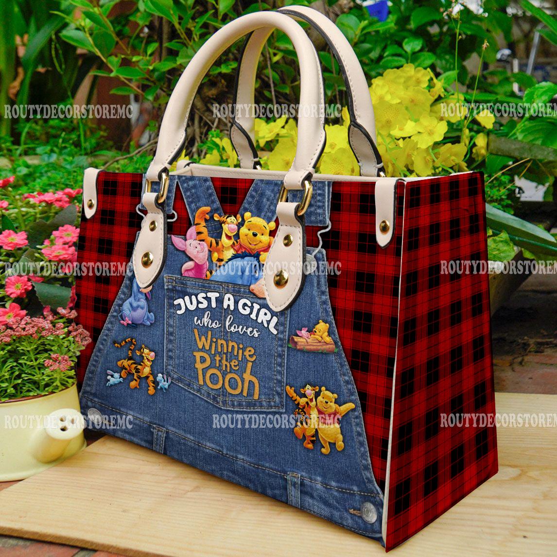 Discover Just A Girl Who Loves Winnie The Pooh Leather Handbag,Pooh Lovers Handbag,Leather Bag,Gift For Her