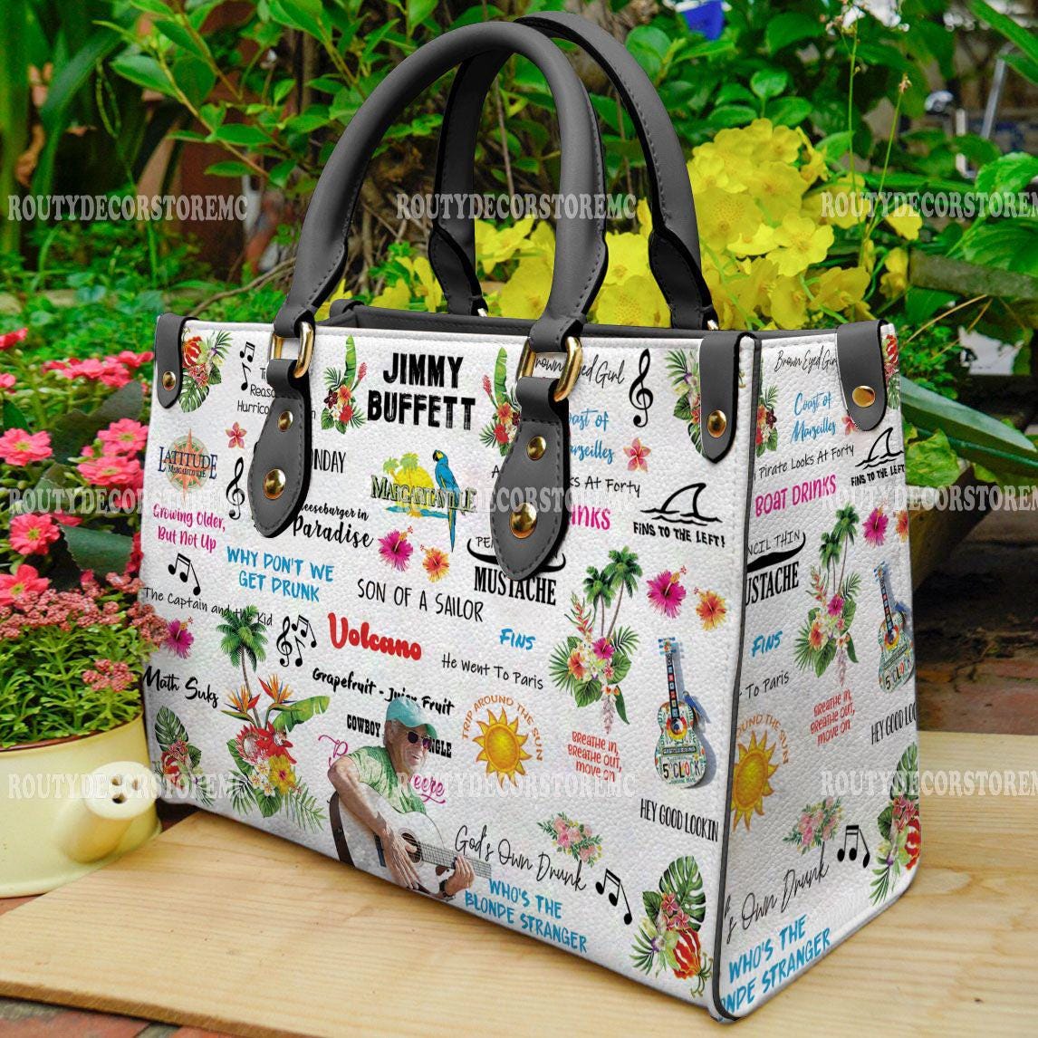 Discover Jimmy Buffet Music Women Leather Handbag, Jimmy Buffet Lover's Handbag, Custom Leather Bag,Gift For Her
